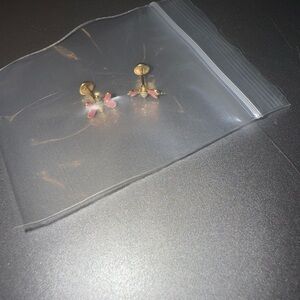 Delicate Pink and Gold Stud Earrings